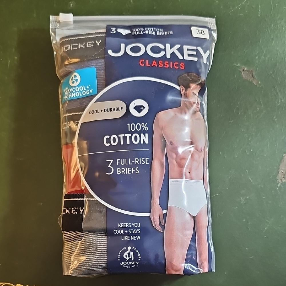 Jockey Classics Men's Briefs - 3 Pack - Black, Gray, White